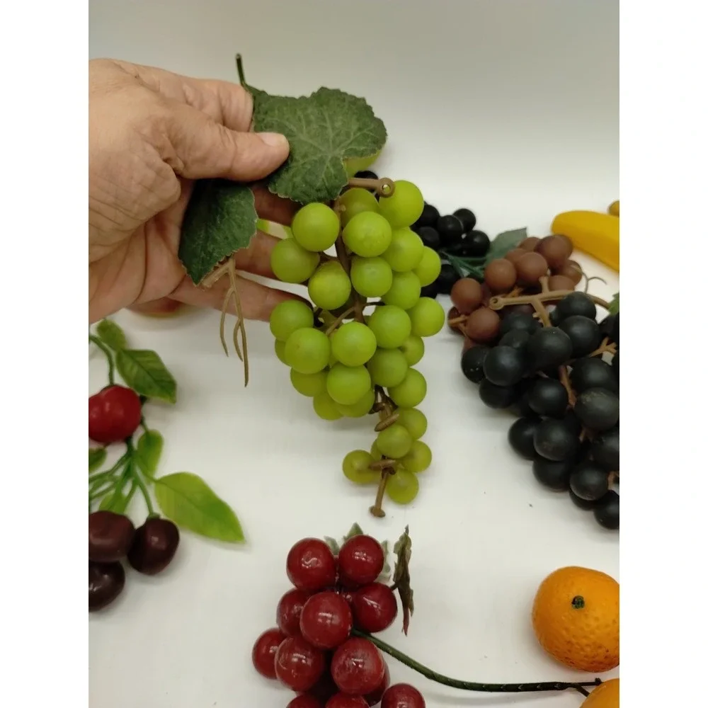 Vintage MCM Faux Fruit Realistic Plastic Rubber Artificial Lot of 13 Cherries